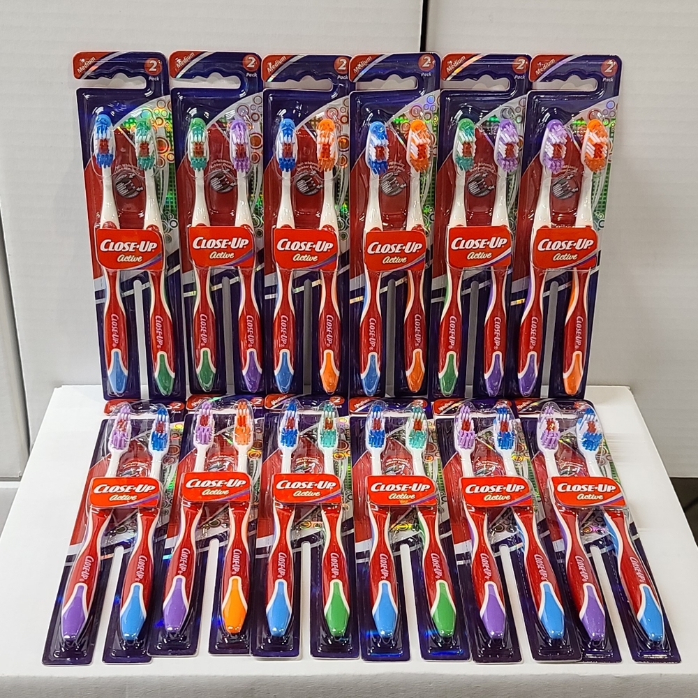12 Dr.Fresh Medium Tooth Brush 2 Packs,Colors Vary